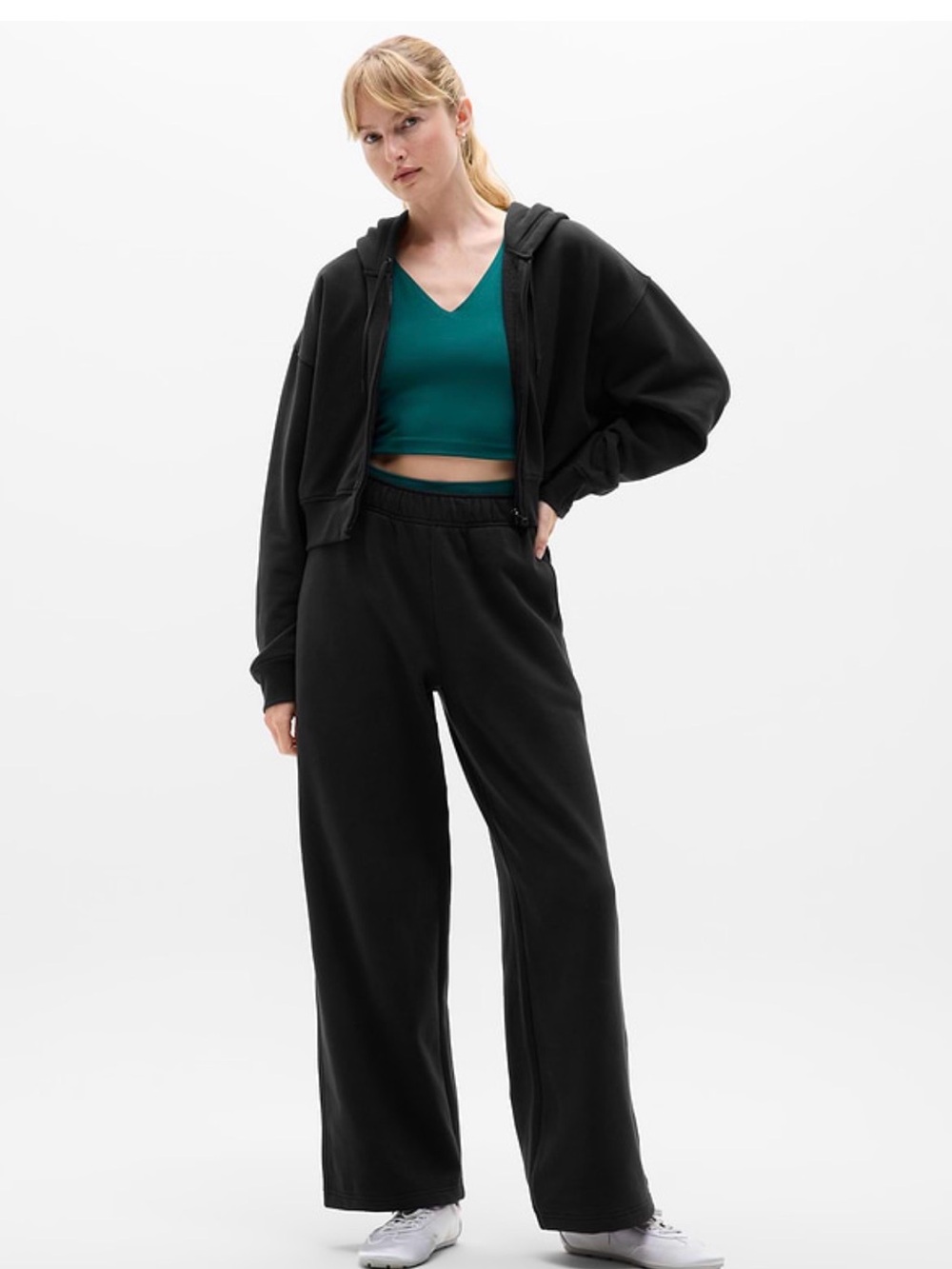 Athleta Forever Fleece Wide Leg Sweatpants | Black #767937